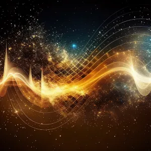 Onde vibratoire dorée représentant l’harmonisation énergétique et l’ajustement des fréquences intérieures.