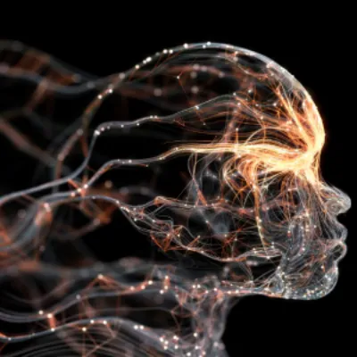 Coupures de Liens Énergétiques 2 Silhouette humaine en fils lumineux illustrant les liens énergétiques invisibles et leur impact.